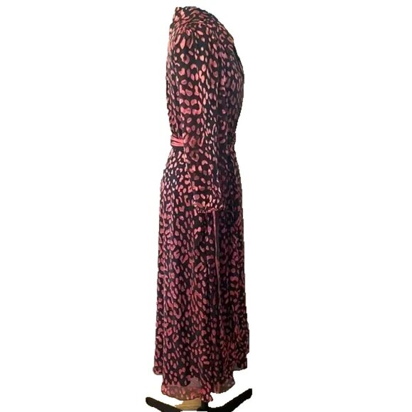 Alice + Olivia Silk Blend Wrap Dress Striped Animal Print size 2 - Picture 5 of 7